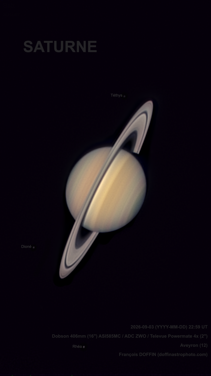 Saturne Saturn Dobson Rhéa Dioné Téthys